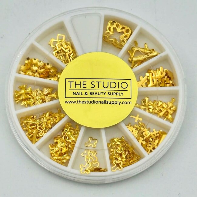 The Studio - Wheel -  Assorted Nail Art Crosses - Gold