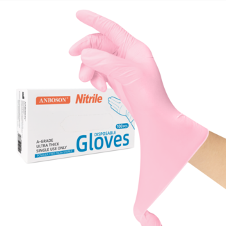 Anboson - Nitrile Gloves - Pink - Small