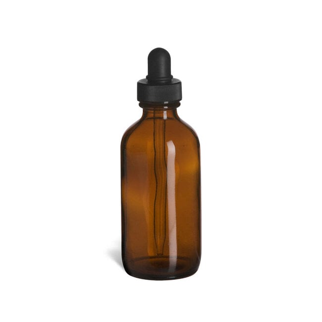 Glass Dropper Bottle - Amber Brown - 4 oz