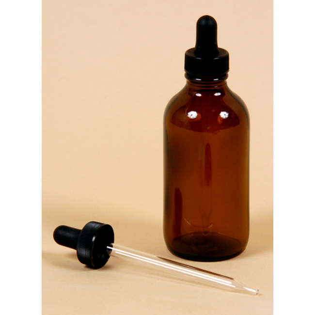 Glass Dropper Bottle - Amber Brown - 4 oz