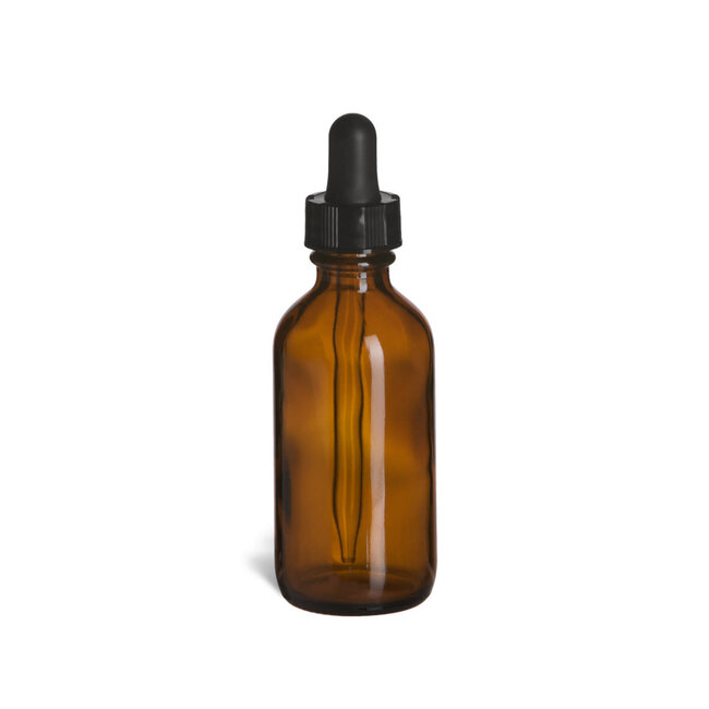 Glass Dropper Bottle - Amber Brown - 2 oz