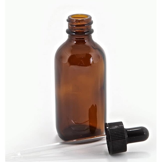 Glass Dropper Bottle - Amber Brown - 2 oz
