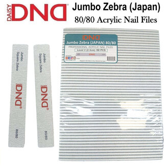 DND DND - Nail Files - Rectangle - 80/80 - Jumbo Zebra - Japan - 50 count
