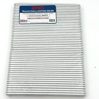 DND DND - Nail Files - Round - 80/80 - Zebra - Japan - 50 count