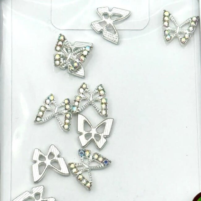 The Studio - Art Pack #439 - Butterfly Charms - Silver Rhinestones