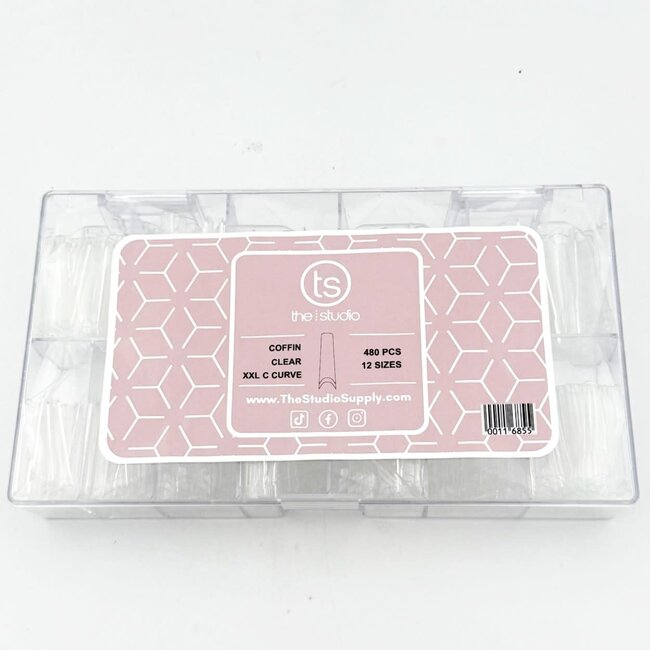 The Studio - Nail Tip Box - Coffin Clear C Curve - XXL