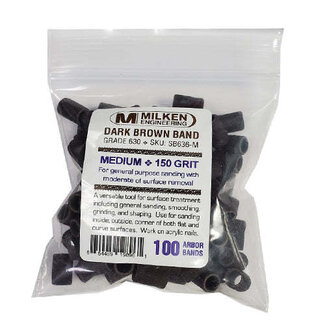 Milken - Dark Brown Sanding Bands - 100 count - Medium - 150 Grit