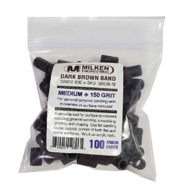 Milken - Dark Brown Sanding Bands - 100 count - Medium - 150 Grit