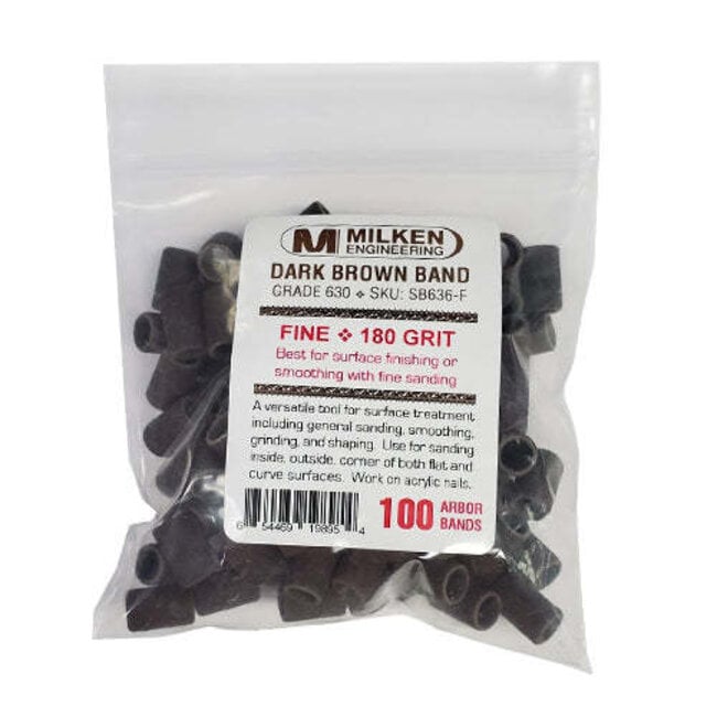 Milken - Dark Brown Sanding Bands - 100 count - Fine - 180 Grit