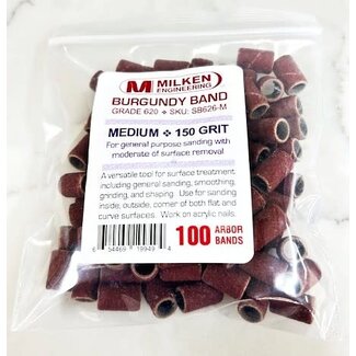 Milken - Burgundy Sanding Bands - 100 count - Medium - 150 Grit
