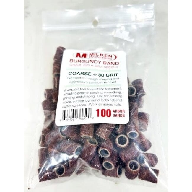 Milken - Burgundy Sanding Bands - 100 count - Coarse - 80 Grit