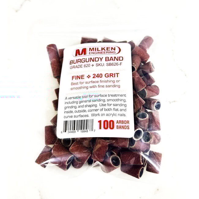Milken - Burgundy Sanding Bands - 100 count - Fine - 240 Grit