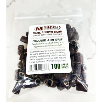 Milken - Dark Brown Sanding Bands - 100 count - Coarse- 80 Grit