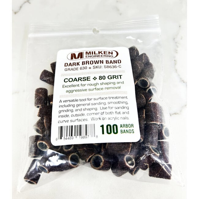 Milken - Dark Brown Sanding Bands - 100 count - Coarse- 80 Grit