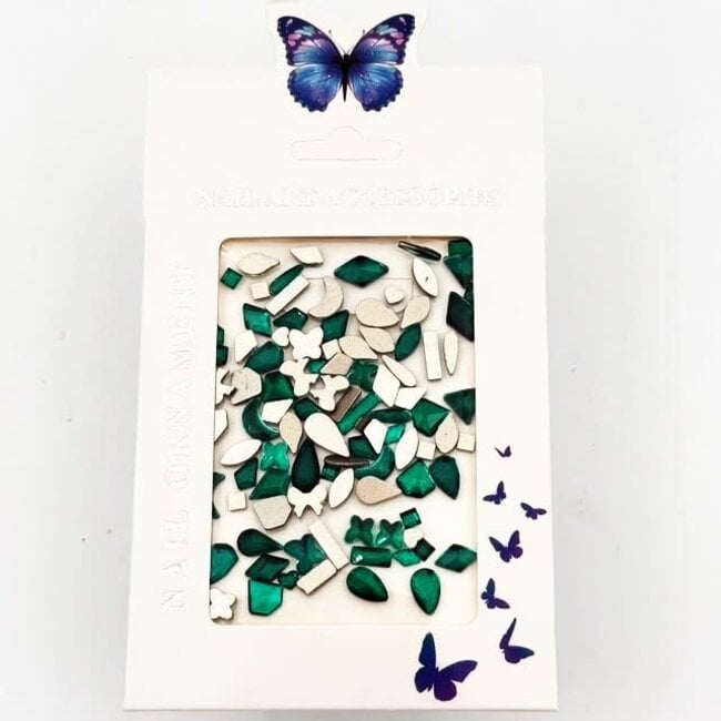 The Studio - Art Pack #323 - Assorted Green Iridescent Rhinestones