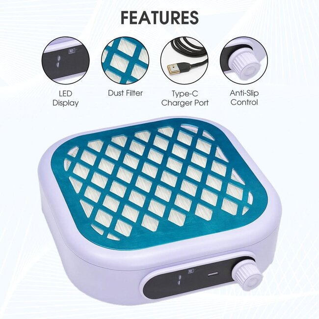 Nail Dust Collector - 30W - Purple
