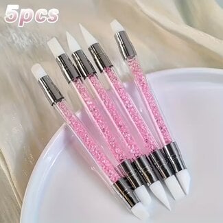 The Studio The Studio - Silicone Pen - 2 Sided - Pink/White - 5 pcs