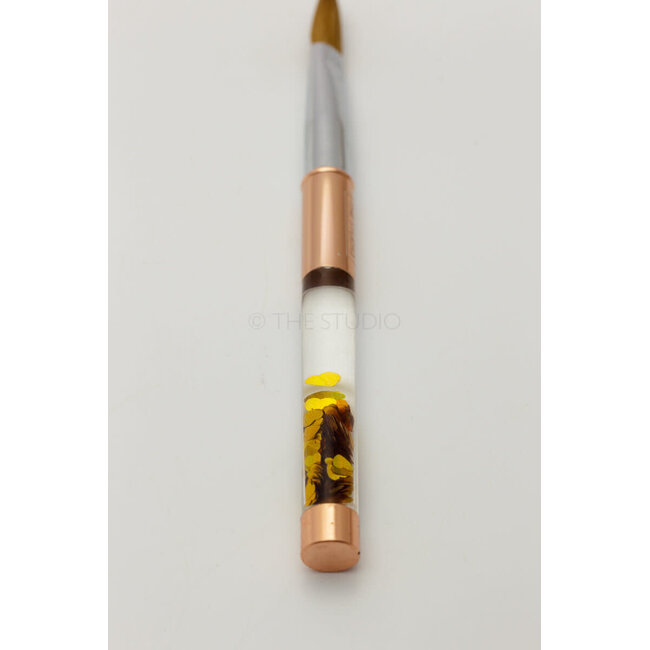 The Studio - Kolinsky Acrylic Brush - Rose Gold - Gold Hearts -