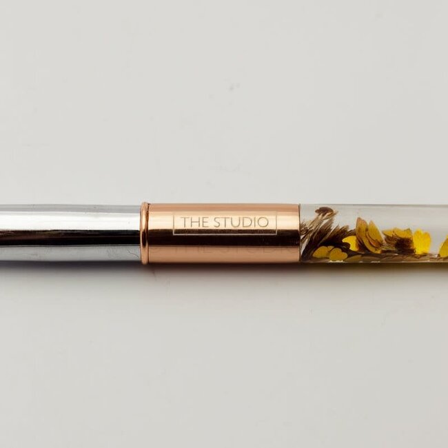 The Studio - Kolinsky Acrylic Brush - Rose Gold - Gold Hearts -