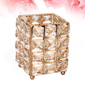 The Studio The Studio - Square Brush Holder w/ Square Crystal - Gold