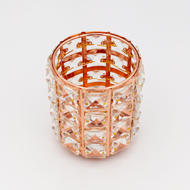 The Studio - Circle Brush Holder w/ Square Crystal - Rose Gold
