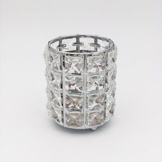 The Studio The Studio - Circle Brush Holder w/ Square Crystal - Silver