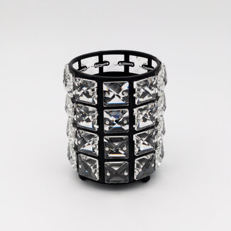 The Studio The Studio - Circle Brush Holder w/ Square Crystal - Black