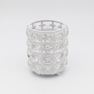 The Studio The Studio - Circle Brush Holder w/ Square Crystal - White