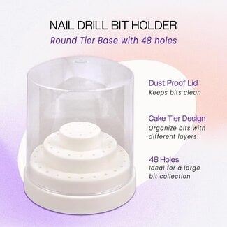 Carbide Nail Drill Bit Holder - 48 Holes - Small - White