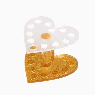 The Studio Brush Holder - 12 Holes - Heart - Gold