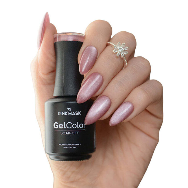 Pink Mask - Gel Polish - Misty Rose - Crystal Nude Cat Eye