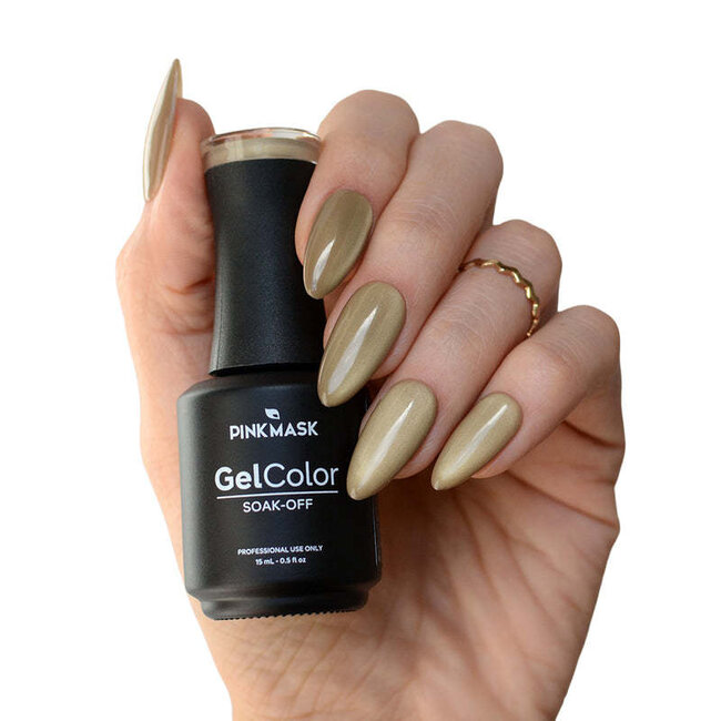 Pink Mask - Gel Polish - Golden Halo - Crystal Nude Cat Eye