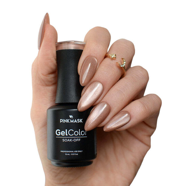 Pink Mask - Gel Polish - Peach Glow - Crystal Nude Cat Eye