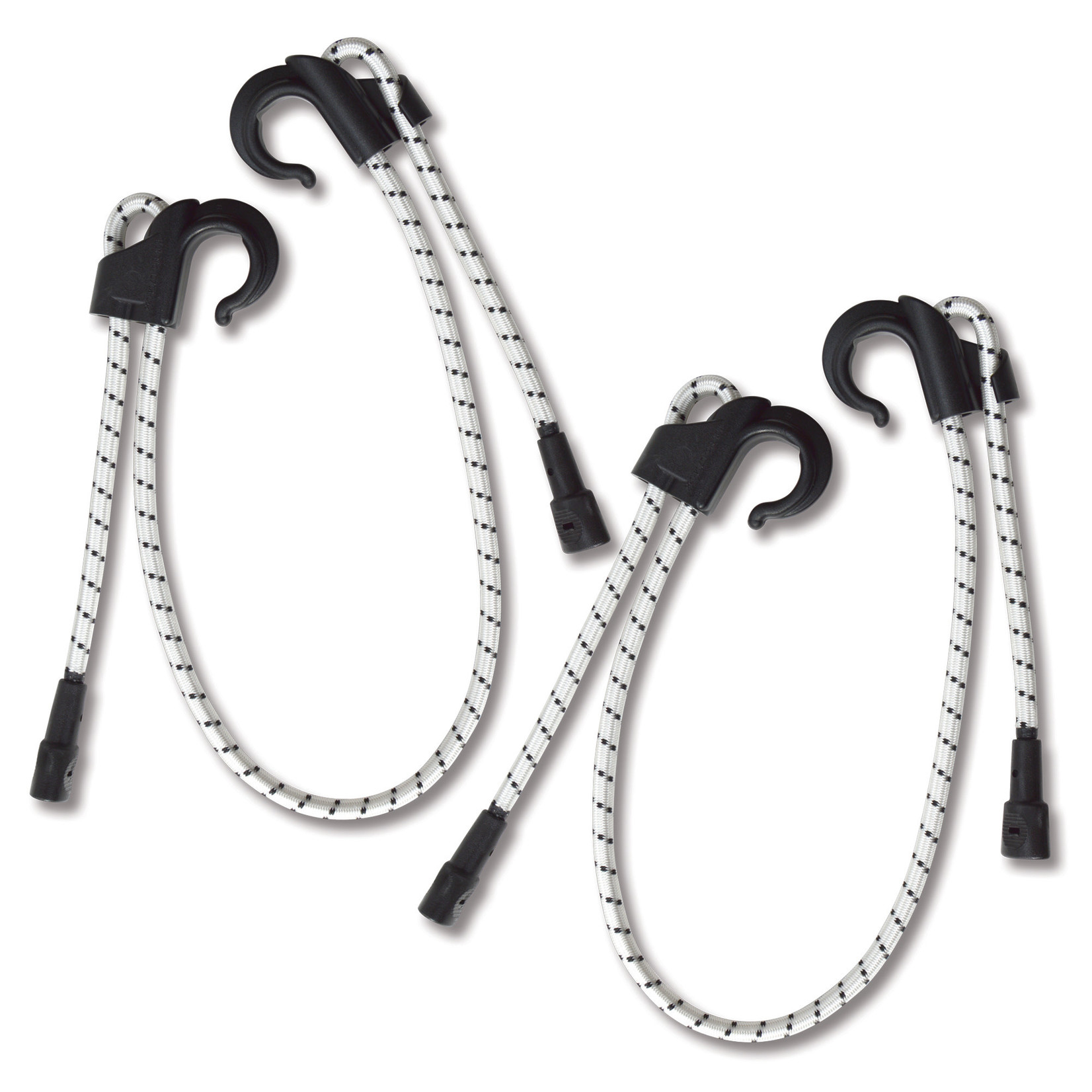 Bungee Cord Monkey Fingers Dura Plastic 6-60In Adjustable Double Pack Bk