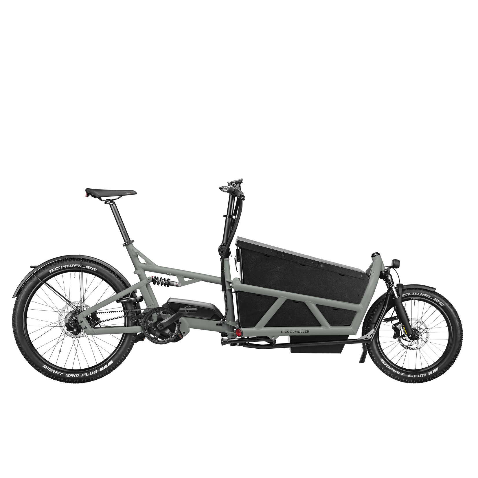 Riese & Muller Load 60 Rohloff, Tundra Grey Matt, with Carrier, Chain lock and Bag
