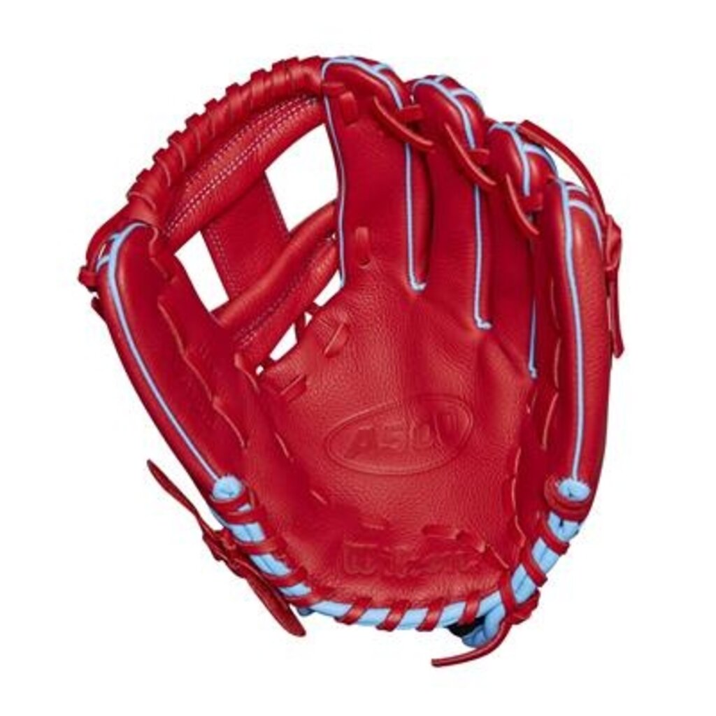 Wilson Wilson A500 11.5” Youth Baseball Glove – Red/Blue/White, Full Leather, H Web