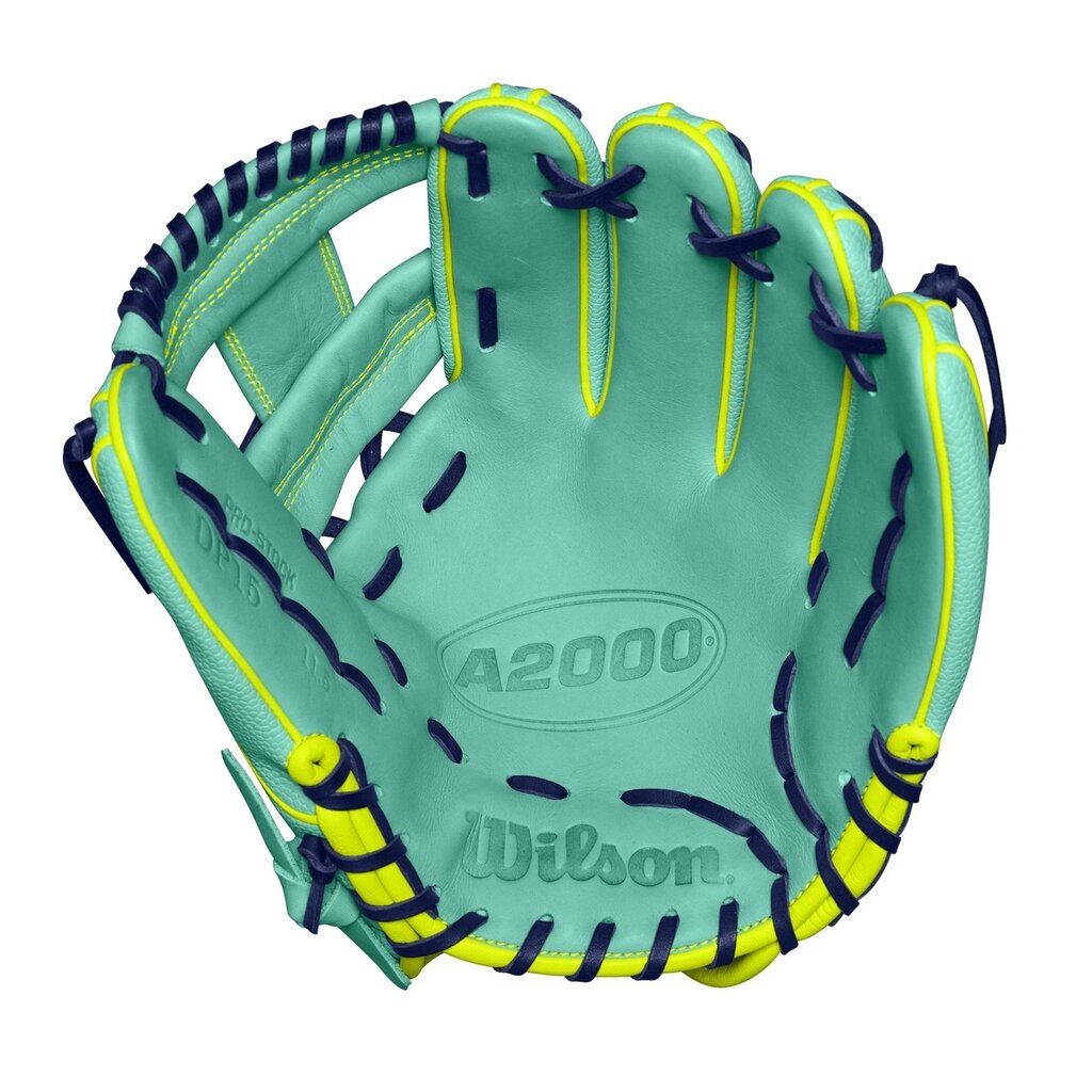 Wilson A2000 DP15SS 11.5" Baseball Glove – Seafoam/Optic Yellow, Pedroia Fit, Fall 2024