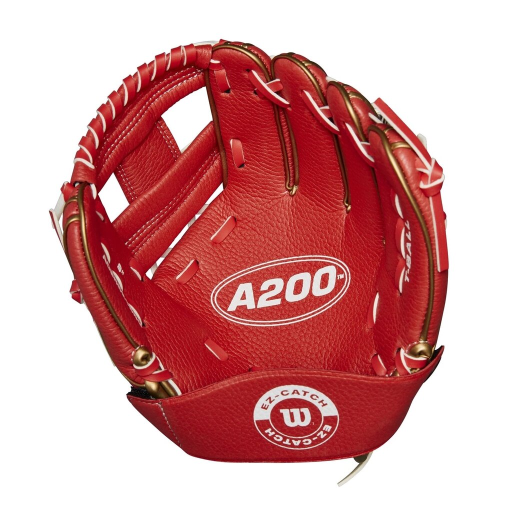 Wilson Wilson A200 EZ Catch 9” T-Ball Glove – Red/Gold, Youth Baseball Glove (2022)