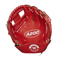 Wilson A200 EZ Catch 9” T-Ball Glove – Red/Gold, Youth Baseball Glove (2022)