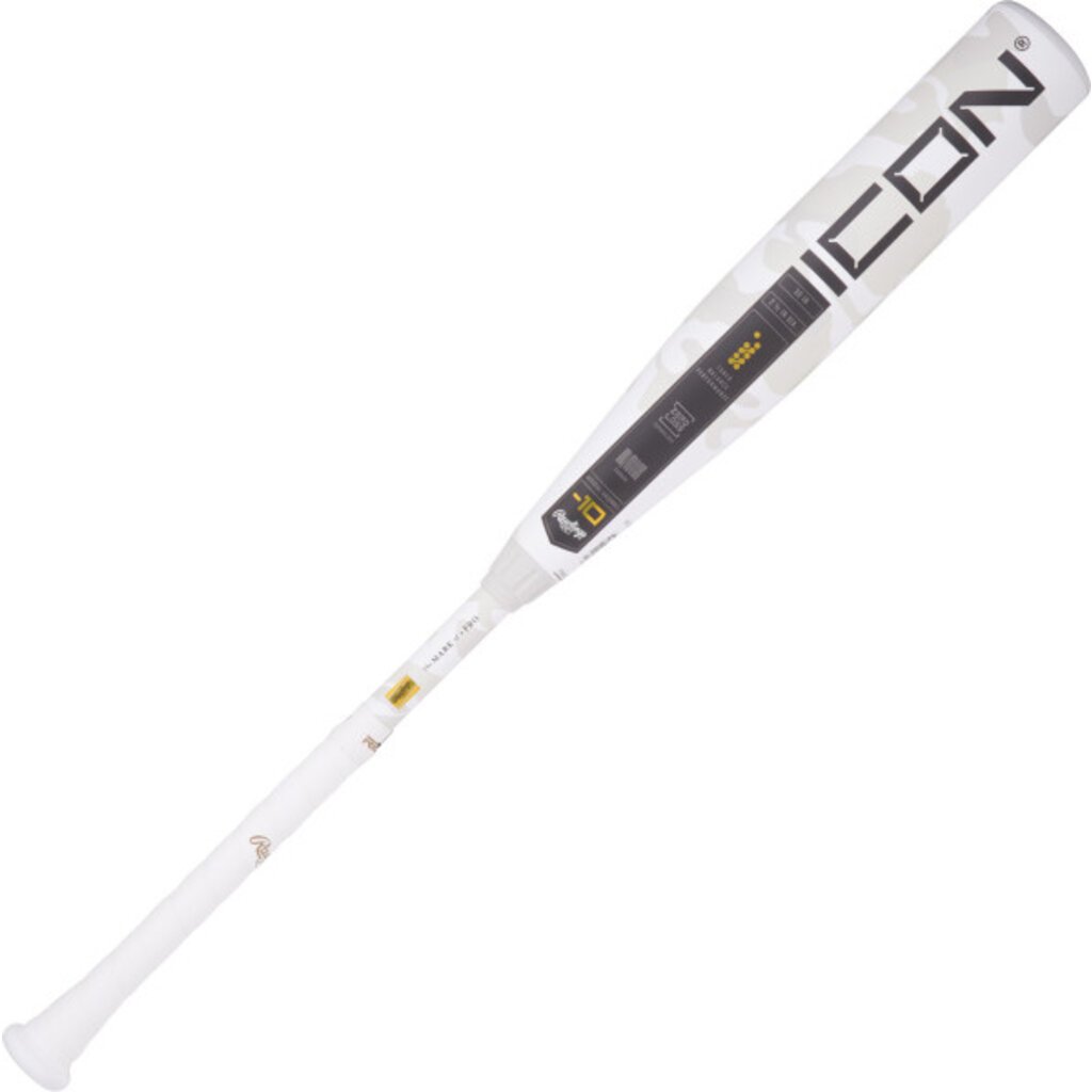 Rawlings 2025 Rawlings Icon -10 USSSA Youth Baseball Bat | Two-Piece Composite | Tuned Balanced Swing Weight | RevGrip | White Camo
