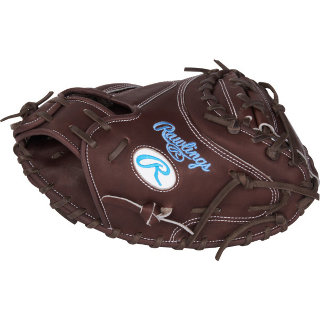 Rawlings Rawlings Heart of the Hide 33.5-Inch Catcher's Mitt – Chocolate Leather with Columbia Blue Accents – CM335 Pattern – 1-Piece Solid Web