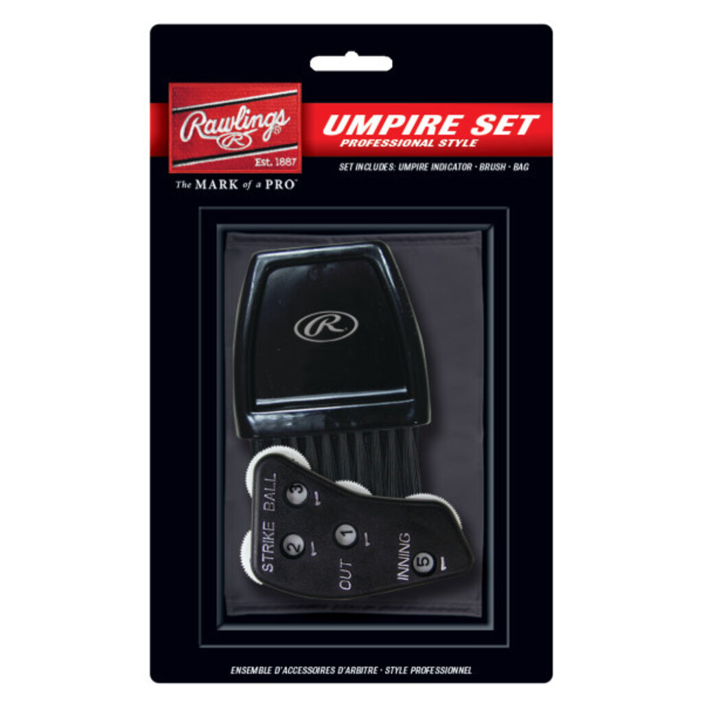 Rawlings Rawlings Pro Umpire Accessory Set – Bag, Brush, 4-Dial Indicator – Deluxe Blister Pack Kit