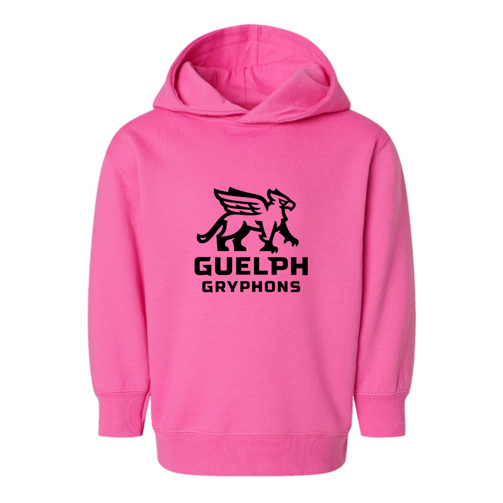 Rabbit Skin Toddler Gryphon Hoodie - Pink with Blk Stacked Logo