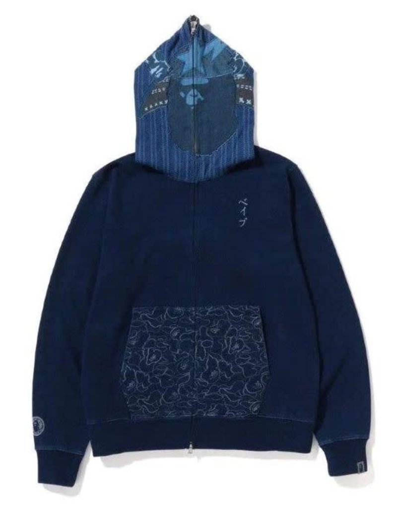 Abathing Ape BAPE SAMURAI INDIGO FULL ZIP HOODIE SIZE L
