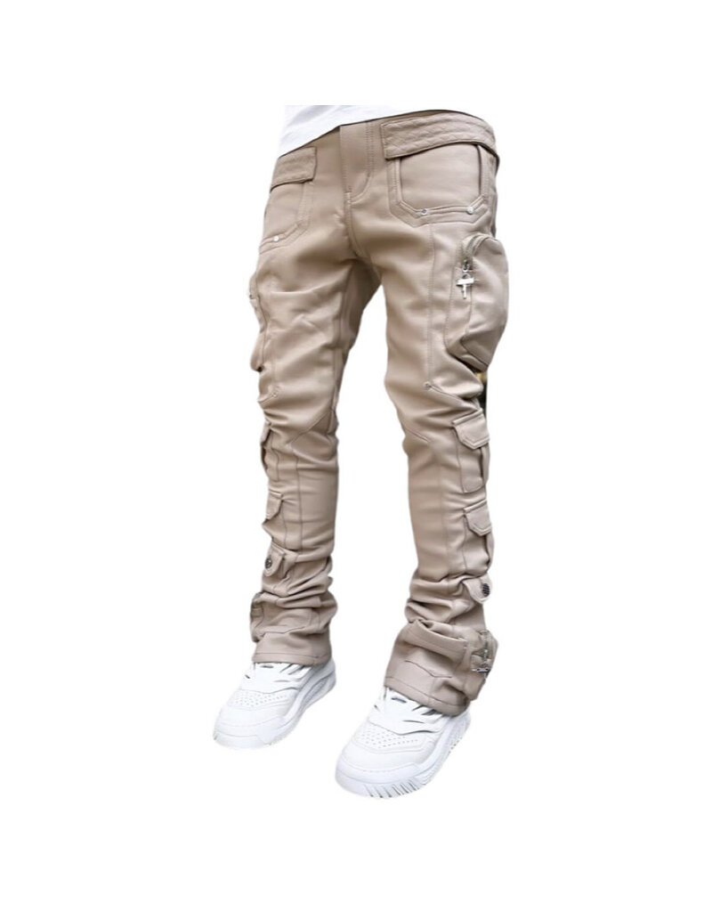 Guapi Guapi Sand Brown Cargo Leather Pant