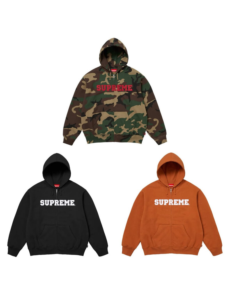 トップス Supreme Collegiate Applique Zip Up Camo Supreme Supreme Collegiate Zip Up Hoodie - Private Stock