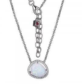 Elle .925 Created Fire and Snow Opal Pendant Elle .925 Created Fire and Snow Opal Pendant