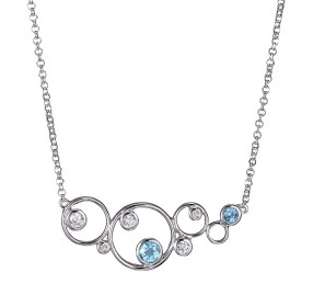 Elle .925 Rhodium Plated Blue Topaz Bubble Necklace