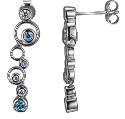 Elle .925 Rhodium Plated Blue Topaz Bubble Earrings