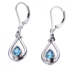 Elle .925 Rhodium Plated Swiss Blue Topaz Pear Earrings Elle .925 Rhodium Plated Swiss Blue Topaz Pear Earrings